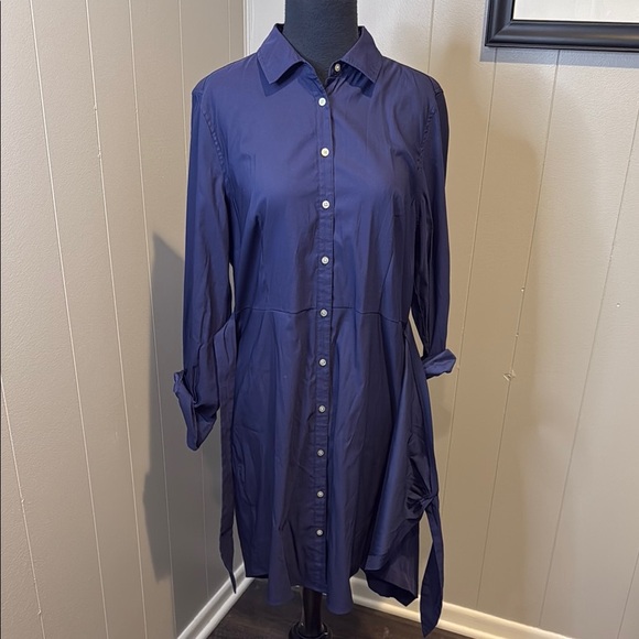 UNTUCKit Women’s 12 Classic Long Sleeve Wrap Dress in Deep Blue - Picture 6 of 8